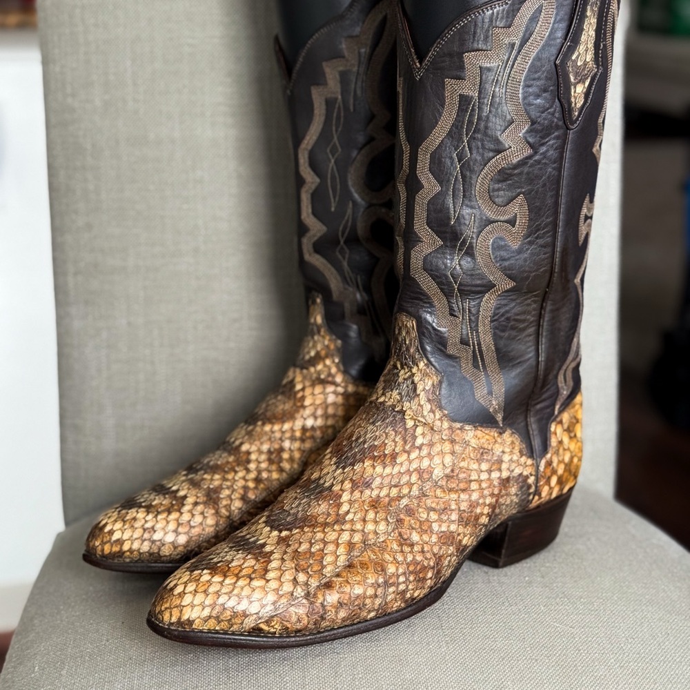 12D El Dorado Genuine Western Diamond Back Rattle Snake Cowboy Boots